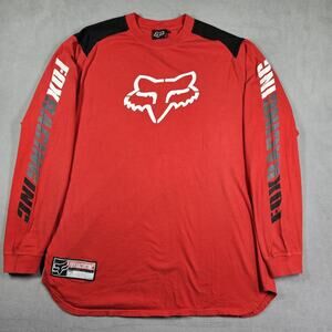 Y2K Fox Racing T-shirt Mens Xl Long Sleeve Crew Neck Sleeve Hits Logo Motocross